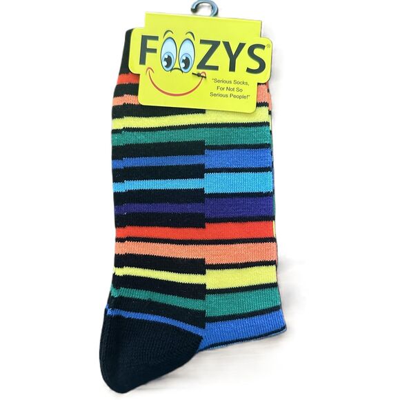 Foozys Rainbow Striped Piano Keyboard Pattern Crew Socks Women's One Size - Picture 1 of 4